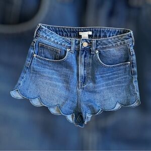 Scalloped Denim Shorts